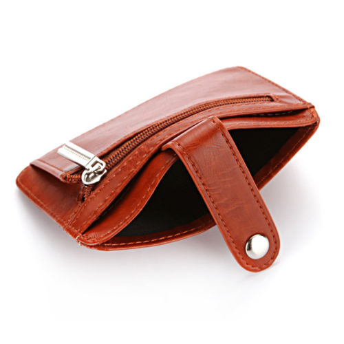 WALLET Mens Minimalist Wallet With Strap - Brown